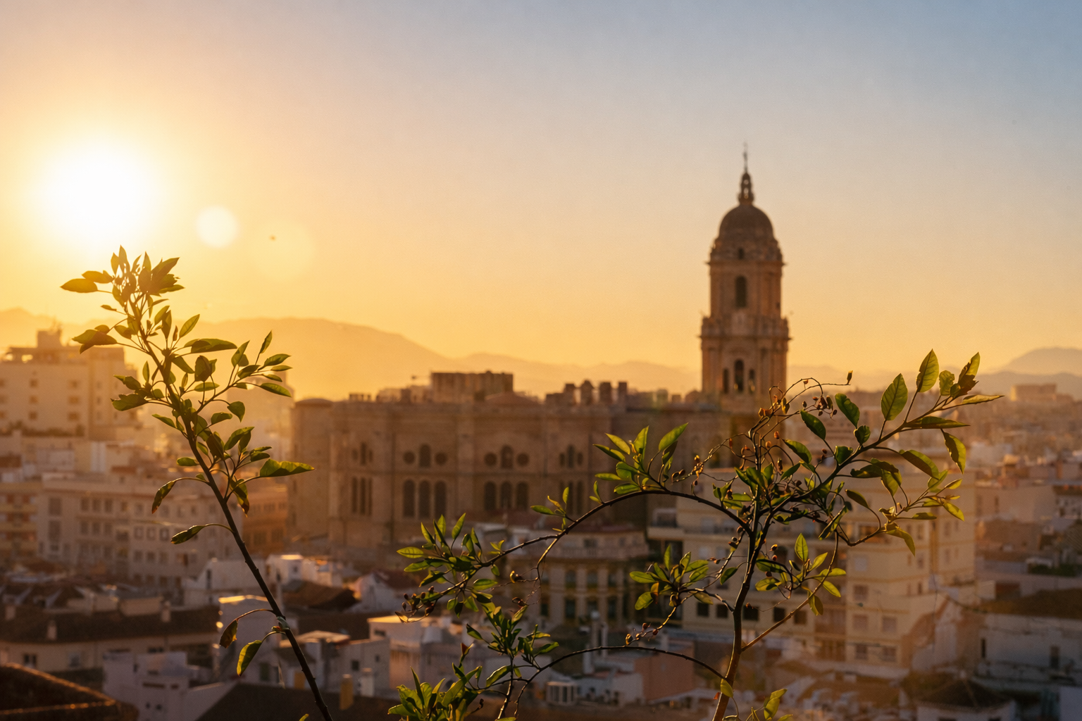 Vista creativa de la catedral de Malaga